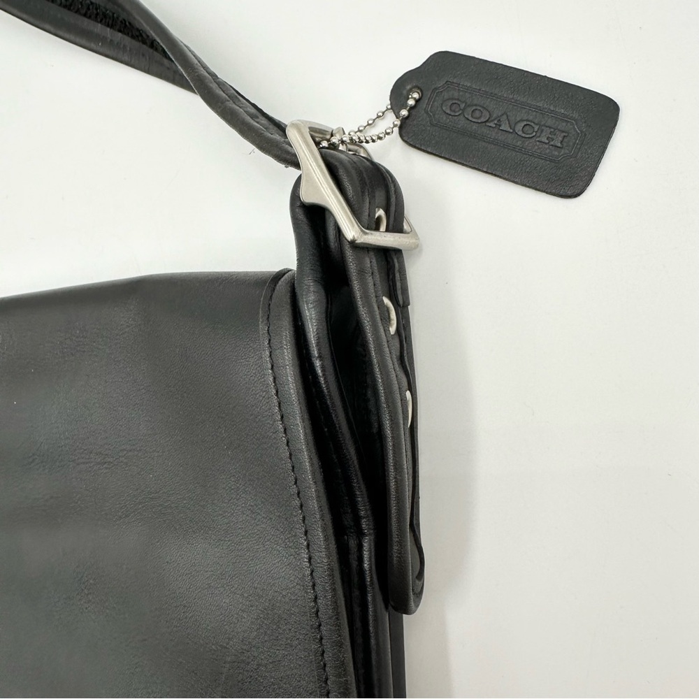 Vintage Coach Flap Leather Shoulder Crossbody Handbag 9144 Black - Picture 2 of 9